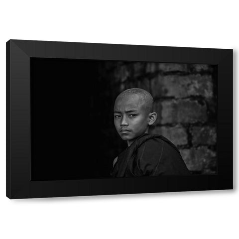 No.6 Black Modern Wood Framed Art Print by M, Adirek