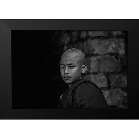 No.6 Black Modern Wood Framed Art Print by M, Adirek