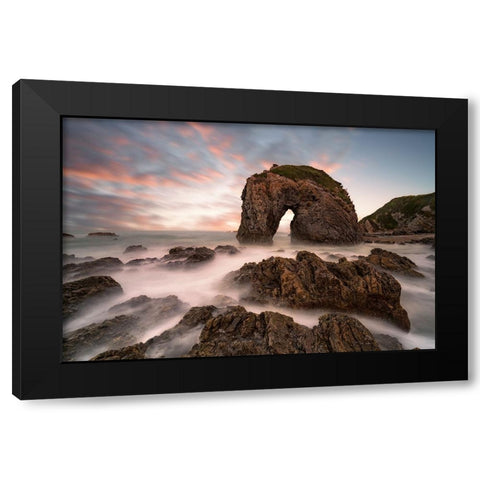 Horse Head Rock Black Modern Wood Framed Art Print by Zhu, Jingshu