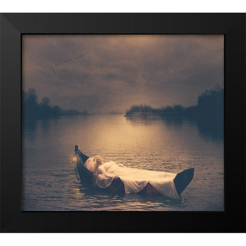 The Lady Of Shalott Black Modern Wood Framed Art Print by Russocka, Magdalena