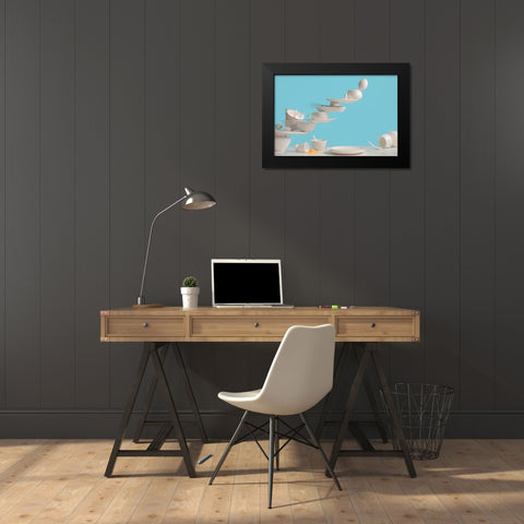 One Touch Omelette Black Modern Wood Framed Art Print by Belenko, Dina