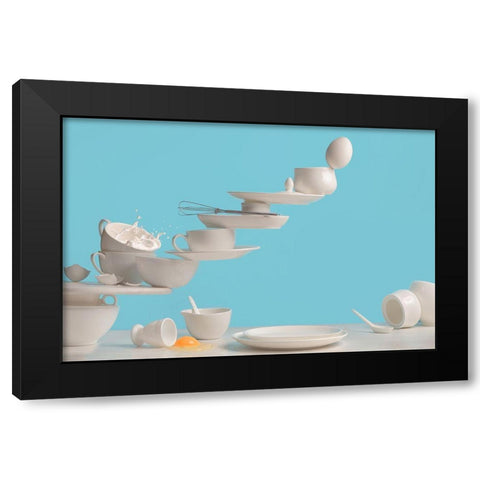 One Touch Omelette Black Modern Wood Framed Art Print with Double Matting by Belenko, Dina