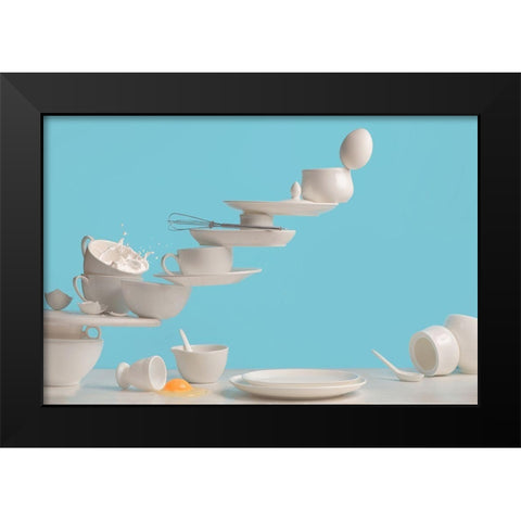 One Touch Omelette Black Modern Wood Framed Art Print by Belenko, Dina