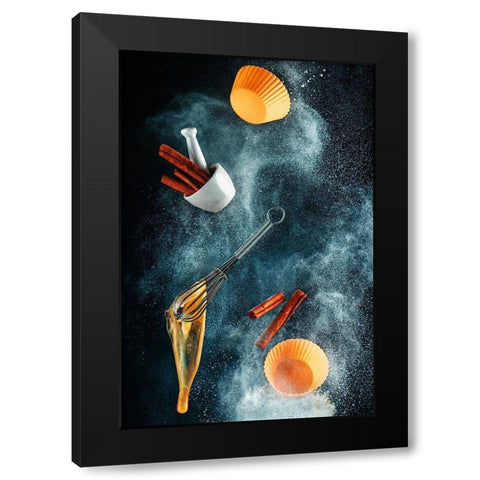 Kitchen Mess: Cinnamon Cupcake Black Modern Wood Framed Art Print with Double Matting by Belenko, Dina