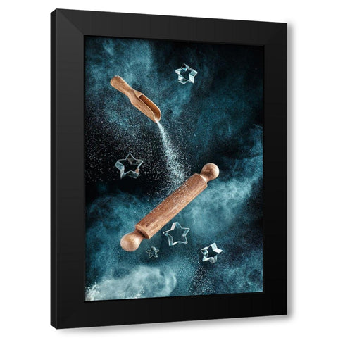 Kitchen Mess: Star-Shaped Cookies Black Modern Wood Framed Art Print with Double Matting by Belenko, Dina