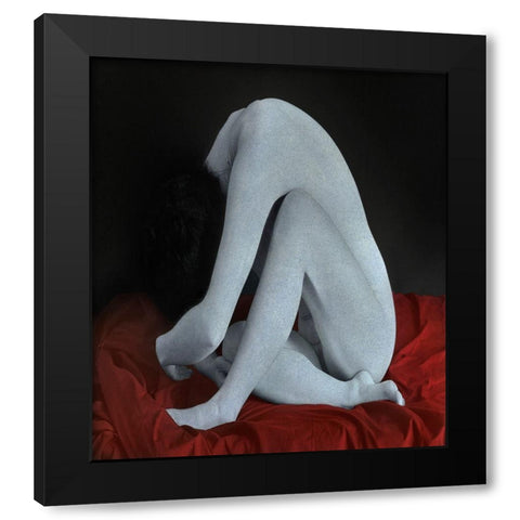Nude On The Red Cloth Black Modern Wood Framed Art Print by Hattori, Fuyuki