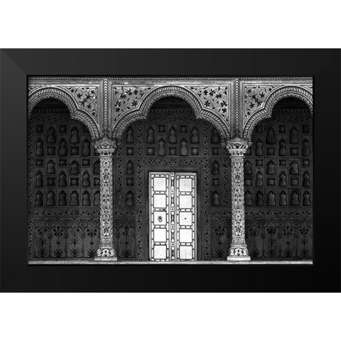 White Door Black Modern Wood Framed Art Print by Hawerkamp, Hans-Wolfgang