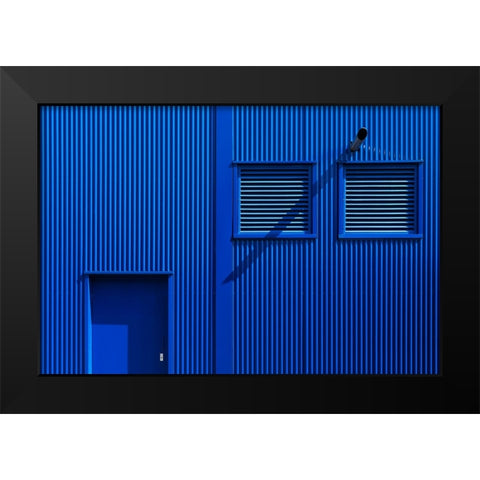 Bleu Black Modern Wood Framed Art Print by van Son, Greetje