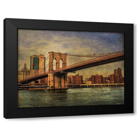 Brooklyn Bridge Black Modern Wood Framed Art Print by Llerandi, Eduardo