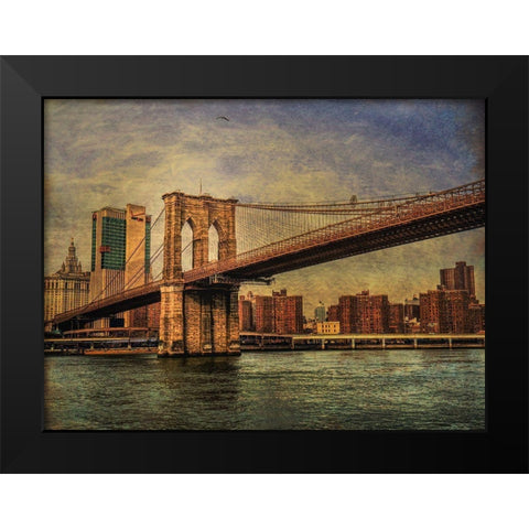 Brooklyn Bridge Black Modern Wood Framed Art Print by Llerandi, Eduardo