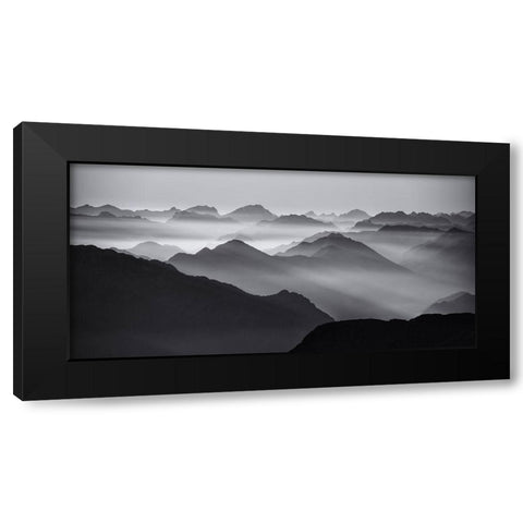 Mountain Layers Black Modern Wood Framed Art Print by Krivec, Ales