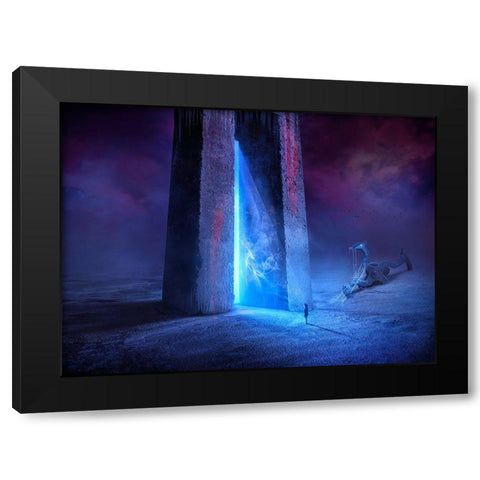 Time Gate Black Modern Wood Framed Art Print with Double Matting by Almawash, Sulaiman