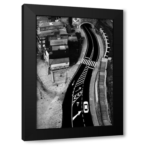 White Car On The Track Black Modern Wood Framed Art Print by P Neto, Filipe