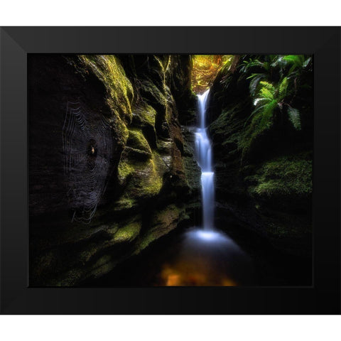 Secret Falls Black Modern Wood Framed Art Print by Shi, Fei