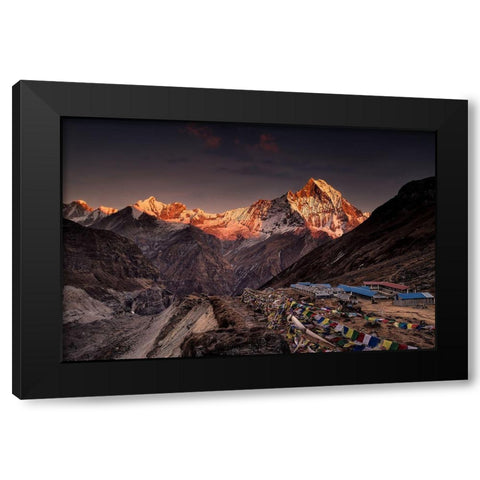 Annapurna Base Camp Black Modern Wood Framed Art Print by Le Manz, Richard