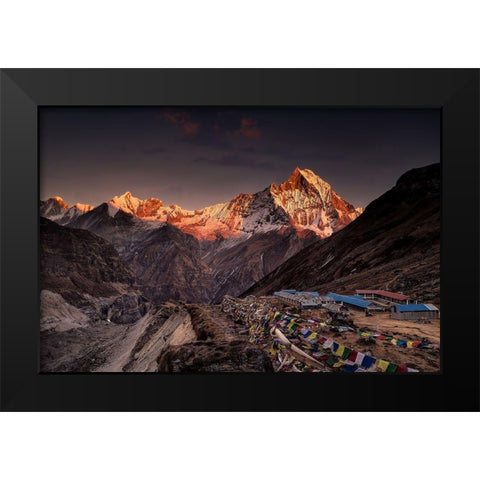 Annapurna Base Camp Black Modern Wood Framed Art Print by Le Manz, Richard