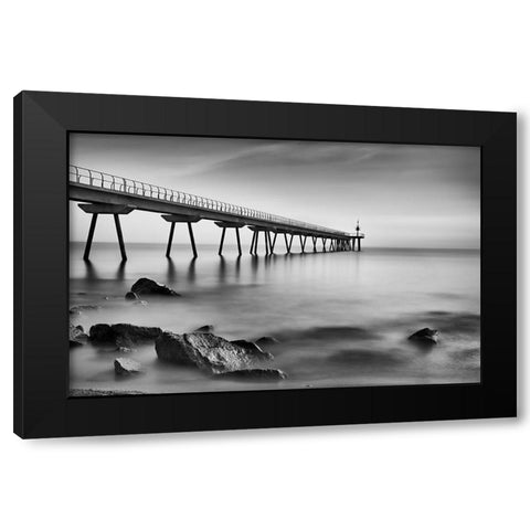 Pont Del Petroli Black Modern Wood Framed Art Print with Double Matting by Figueras Barranco, Antoni