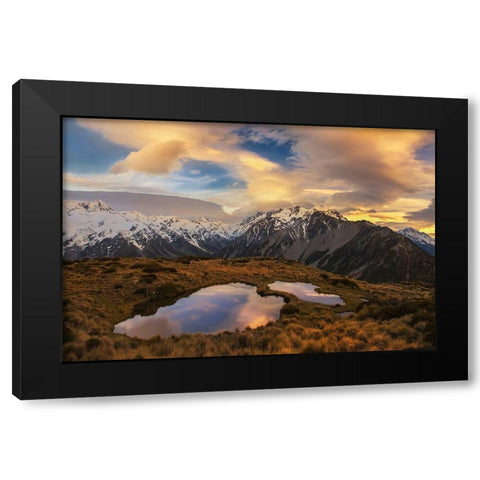 Mountain Light Black Modern Wood Framed Art Print by Zhang, Yan