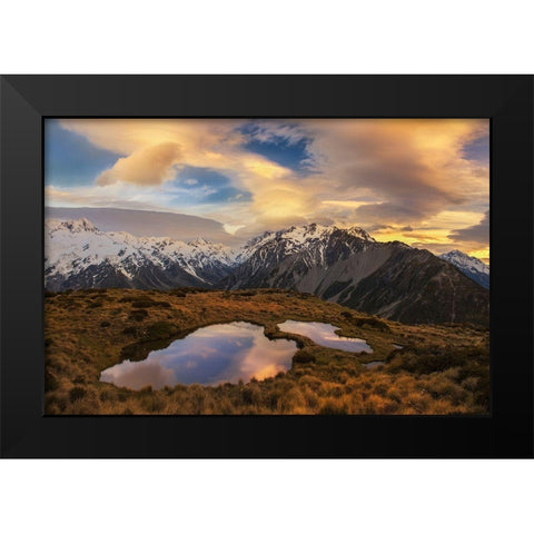 Mountain Light Black Modern Wood Framed Art Print by Zhang, Yan