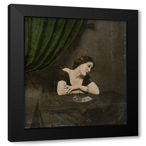 Photographer Unknown Qa Card-Divining Victorian Ladyq Black Modern Wood Framed Art Print by Hattori, Fuyuki