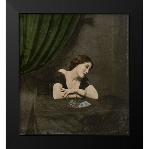 Photographer Unknown Qa Card-Divining Victorian Ladyq Black Modern Wood Framed Art Print by Hattori, Fuyuki