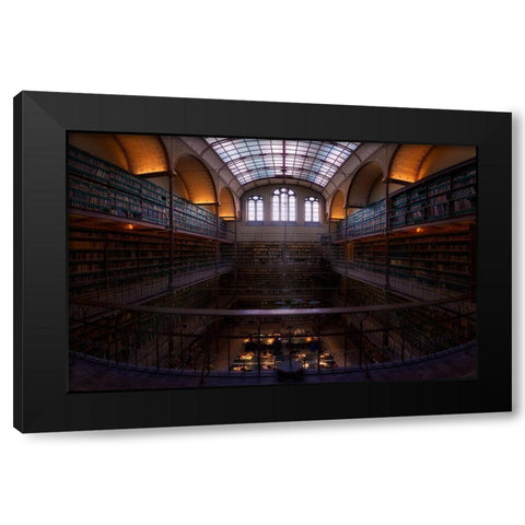 Rijksmuseum Library Black Modern Wood Framed Art Print with Double Matting by M. Garcia, Jesus