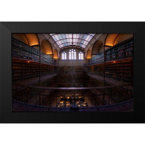 Rijksmuseum Library Black Modern Wood Framed Art Print by M. Garcia, Jesus