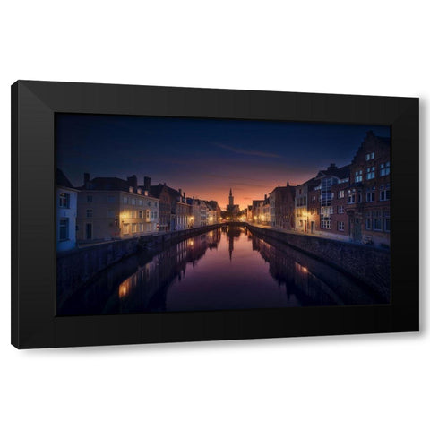 Sunset In Brugge Black Modern Wood Framed Art Print by M. Garcia, Jesus