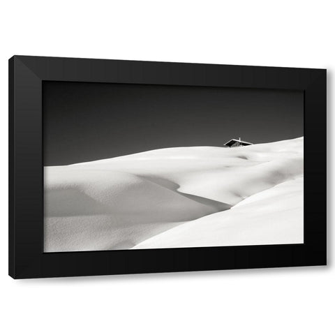 This One Hut Black Modern Wood Framed Art Print by Miribung, Vito