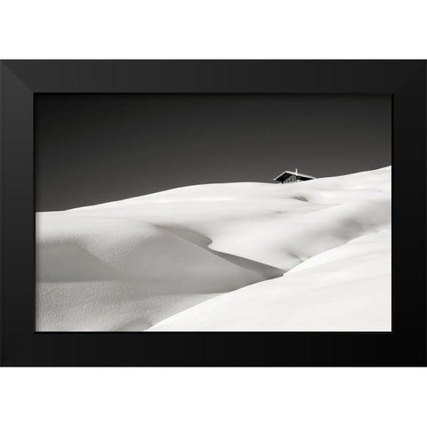 This One Hut Black Modern Wood Framed Art Print by Miribung, Vito