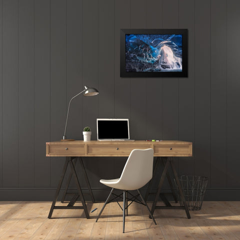 Inside The Blue Cave Black Modern Wood Framed Art Print by Joanaduenas