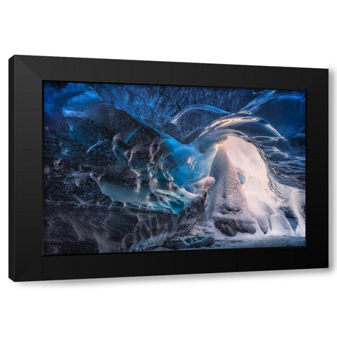 Inside The Blue Cave Black Modern Wood Framed Art Print by Joanaduenas