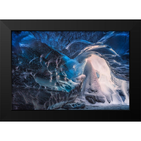 Inside The Blue Cave Black Modern Wood Framed Art Print by Joanaduenas
