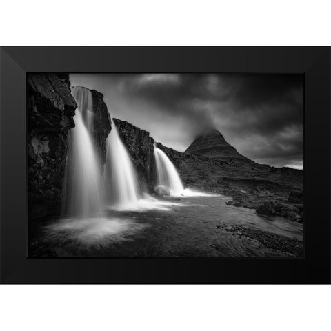 Kirkjufellsfoss Black Modern Wood Framed Art Print by Menendez Covelo, Ramon