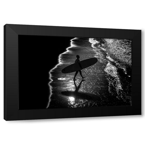 Surf 9 Black Modern Wood Framed Art Print with Double Matting by Della Latta, Massimo