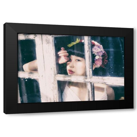 Flower Girl Black Modern Wood Framed Art Print by Flavor, 7
