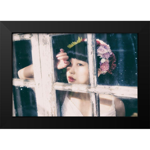 Flower Girl Black Modern Wood Framed Art Print by Flavor, 7