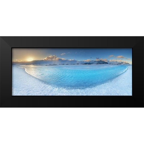 Blue Black Modern Wood Framed Art Print by Jochen, Burger