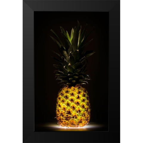 Pineapple Black Modern Wood Framed Art Print by De Kogel, Wieteke