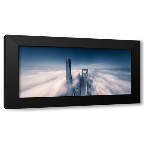 Shanghai Tower Black Modern Wood Framed Art Print with Double Matting by Chen, Vview