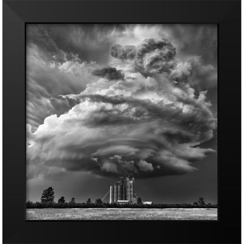 Monochrome Mesocyclone Black Modern Wood Framed Art Print by Darby, Rob