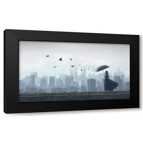 Fly Away Black Modern Wood Framed Art Print with Double Matting by F, Terry