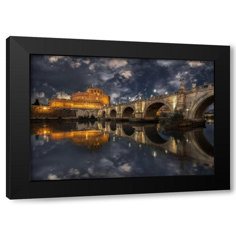 Arches And Clouds. Black Modern Wood Framed Art Print with Double Matting by Cuomo, Massimo