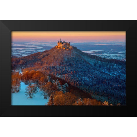 Hohenzollern In  Winter Mood Black Modern Wood Framed Art Print by Schumacher, Nicolas