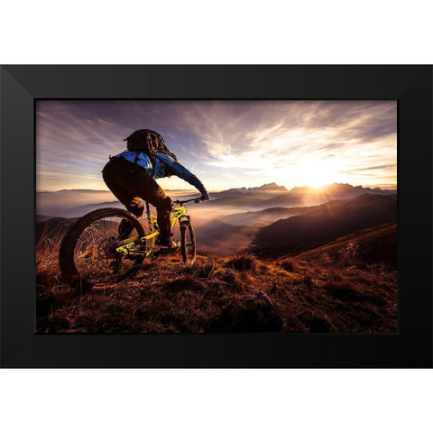 Sunset Trail Ride Black Modern Wood Framed Art Print by Bertoncelj, Sandi
