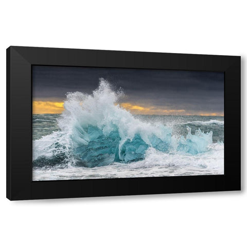 Icy Wave Black Modern Wood Framed Art Print with Double Matting by Pelissier, Marc