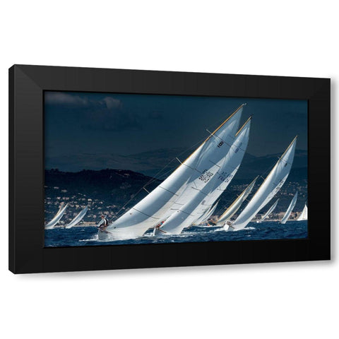 Full Speed Race Black Modern Wood Framed Art Print with Double Matting by Pelissier, Marc