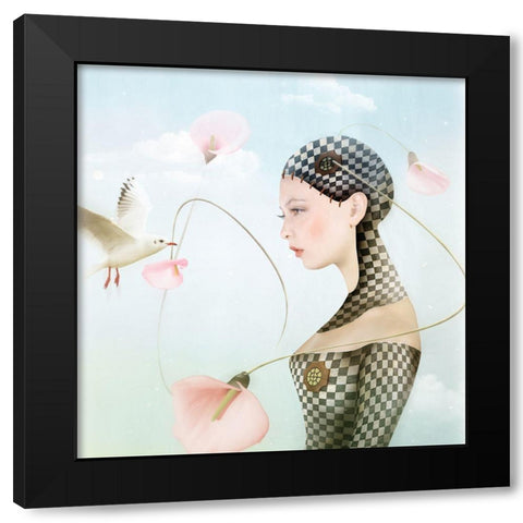 Flowering Black Modern Wood Framed Art Print with Double Matting by Melik-Nubarova, Svetlana