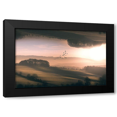 Interplanar Black Modern Wood Framed Art Print by Hennen, Marcus