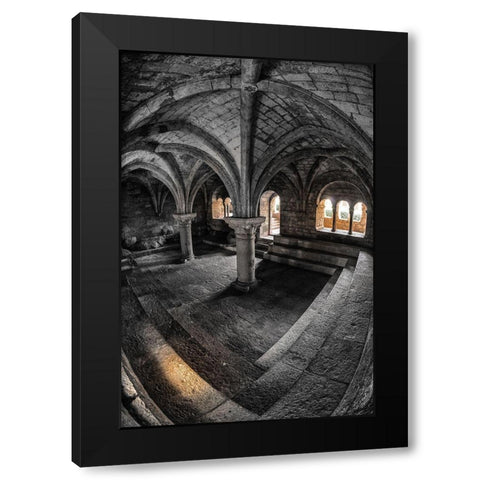 Le Cloitre Black Modern Wood Framed Art Print with Double Matting by Pelissier, Marc